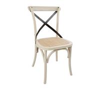 Bolero Wooden Dining Chair Metal Cross Backrest Earthwash Finish Kitchen X 2