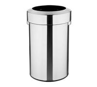 Bolero Bin with Open Top Lid Brushed Steel 70Ltr - Rubbish Bin Trash Can for Offices, Kitchen HT460