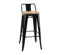 Bolero Bistro Backrest High Stools with Wooden Seat Pad Black (Pack of 4) - FB62