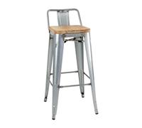 Bolero Bistro Backrest High Stools with Wooden Seat Pad Steel (4 pack)