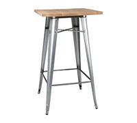 Bolero Bistro Bar Dining Table Wood Top Galvanised Steel, Grey FB599