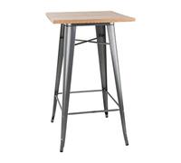 Bolero Bistro Bar Table with Wooden Top Gun Metal (Single)