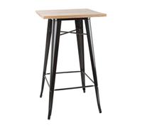 Bolero Bistro Bar Table with Wooden Top Black (Single)