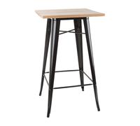Bolero Bistro Bar Table with Wooden Top Black - FB595