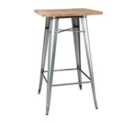 Bolero Bistro Bar Table with Wooden Top Galvanised Steel (Single)
