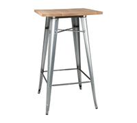 Bolero Bistro Bar Table with Wooden Top Galvanised Steel (Single) - FB599