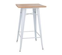 Bolero Commercial Bistro Bar Table Steel and Ash Wood, White (Single)