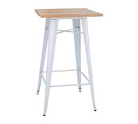 Bolero Bistro Bar Table with Wooden Top White (Single) - FB597