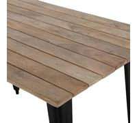 Bolero Bistro Dining Table Slatted Mango Wood Top Black 1200mm