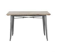 Bolero Bistro Dining Table Slatted Mango Wood Top Gunmetal 1200mm
