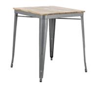 Bolero Bistro Dining Table Slatted Mango Wood Top Gunmetal Frame 650mm