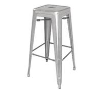Bolero Bistro Steel High Stool Galvanised, Pack of 4, Silver