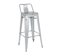 Bolero Bistro Galvanised Steel High Stool with Backrest (4 pack)