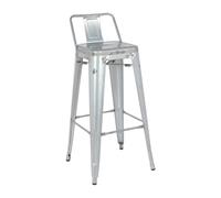 Bolero Bistro Galvanised Steel High Stool with Backrest (4 pack)