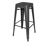 Bolero Bistro Galvanised Steel High Stools, Black (Pack of, 760X430X430mm | Protective non-marking foot pads prevent floor scratches, while integrated anti-slip feet keep the seats securely in place.