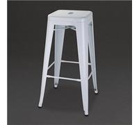 Bolero Bistro Galvanised Steel High Stools Set (Pack of 4), White, Galvanised Steel, Stackable, Seat Height: 770 mm, Industrial Style Bar Stools, Indoor Outdoor High Stools, DM763
