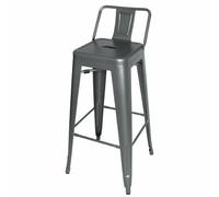 Bolero Bistro High Stool in Grey Galvanised Steel with Backrest - 4 Pack