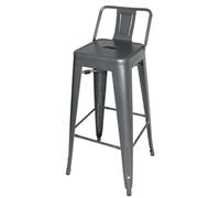 Bolero Bistro High Stool With Backrest Gun Metal (4 pack)