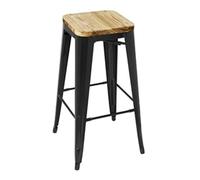 Bolero Bistro High Stools with Wooden Seat Pad Black (4 pack)