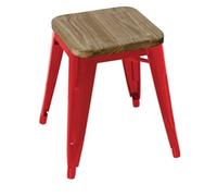 Bolero Bistro Low Stools with Wooden Seat Pad Red (4 pack)