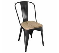 Bolero Bistro Side Chairs with Wooden Seat Pad in Black - Stackable - Pack of 4