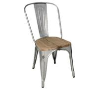 Bolero Bistro Side Chairs Wooden Seat Pad Galvanised Steel (4 pack)