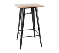 Bolero Bistro Steel & Ash Wood Bar Table, Black