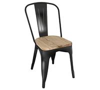 Bolero Bistro Steel Dining Side Chair with Wood Seat, Black (Pack, 855 mm