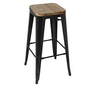 Bolero Bistro Steel High Bar Stools with Wooden Seat, 770X430X430mm