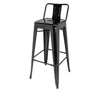 Bolero Bistro Steel High Stool with Backrest Black (4 pack) - Kitchen, Bar, Breakfast Stool DL882