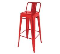 Bolero Bistro Steel High Stool With Backrest Red (4 pack)