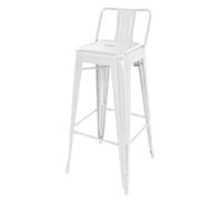 Bolero Bistro Steel High Stool With Backrest White (4 pack)