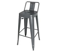 Bolero Bistro High Stool With Backrest Set (Pack of 4), Gun Metal Grey, Powder-Coated Steel, Seat Height: 770mm, Indoor and Outdoor Stools - Restaurant, Bars, Clubs and Home Use, DM935