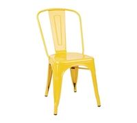 Bolero Bistro Steel Side Chairs Yellow Stackable Sturdy Weatherproof - Pack of 4