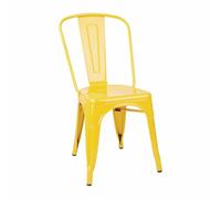 Bolero Bistro Steel Side Chairs Yellow Stackable Sturdy Weatherproof - Pack of 4