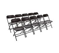 Bolero Black Folding Chairs (Pack of 10), Seat Height: 440 mm, Polypropylene Plastic with Steel Frame, Indoor and Outdoor Use, UV and Rain Resistant, Folds Flat for Storage, Stackable 50 High, GD386