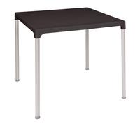 Bolero Square Table with Aluminium Legs 750mm, Black, 720X750X750mm | Includes a parasol hole with cover to protect guests, with a fresh modern style built for busy outdoor venues.