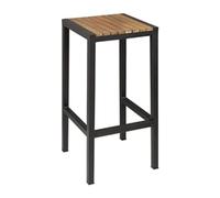 Bolero Black Steel & Acacia Wood Bar Stools (Pack of 2)