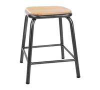 Bolero Cantina Low Stools with Wooden Seat Pad Metallic Grey (4 pack)
