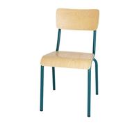 Bolero Cantina Side Chairs with Wooden Seat Pad and Backrest Teal (Pack of 4)