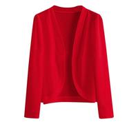 Bolero Cardigans for Women UK Plus Size 6XL | Bolero Shrug for Women Long Sleeve Open Front Cardigans Summer Autumn Transition Bolerojackets Lightweight Evening Shrug Cropped Cardigan (Red, 3XL)