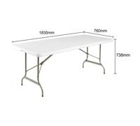 Bolero Centre Rectangular Folding Table 6ft White -Banquets Hotel LL001