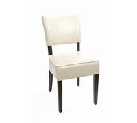 Bolero Chunky Faux Leather Chairs Birch Frame Pack of 2, Cream