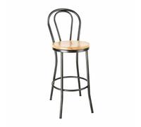 Bolero Clarisse High Stools in Metallic Grey - Stainless Steel & Rubber Wood