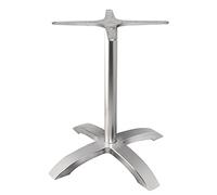 Bolero Commercial Brushed Aluminium Four Leg Table Base, 680x660x660mm | Adjustable feet ensure stability on uneven floors, while an easy self-assembly design saves setup time.