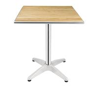 Bolero Square Table with Ash Wood Top and Aluminium Frame - 720X600X600mm