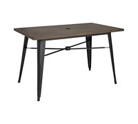 Bolero Complete Outdoor Aluminium Table with Brush Painted Dark Wood Effect Top, Size: 120x76x76 cm with 50 mm Parasol Hole, FT955