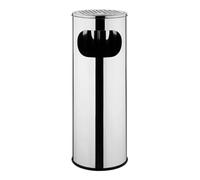 Bolero Cylindrical Cigarette Bin Stainless Steel, 12Ltr, Black, 12 Ltr
