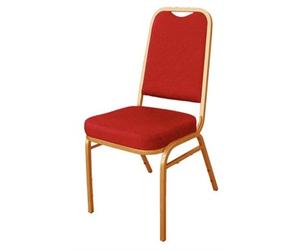 Bolero DL016 Bolero Squared Back Banqueting Chair, Red Cloth, Gold Frame (Pack of 4)