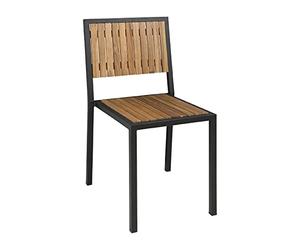 Bolero DS150 Steel & Acacia Wood Stackable Side Chairs, Pack of 4 | Supplied fully assembled for instant use; pre-oiled for long-lasting commercial use both indoors and outdoors.